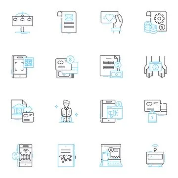 Automatic transmission linear icons set. Gearbox, Torque, Shifting, Clutchless Stock Illustration