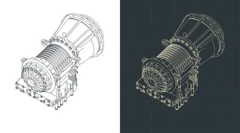 Automatic transmission for medium-duty commercial vehicles isometric drawin.. Stock Illustration