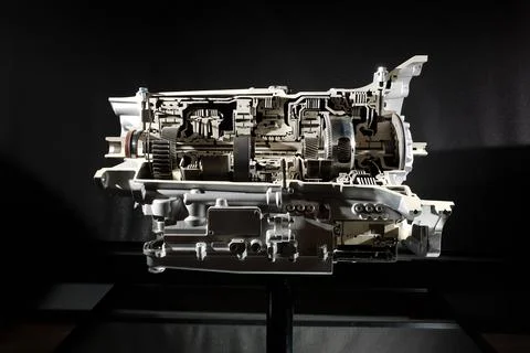 Automatic transmission in the section. technical photo. transmission structur Stock Photos