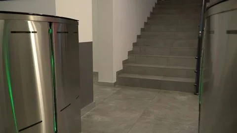 Automatic turnstile at the entrance. Stock Footage 156087416