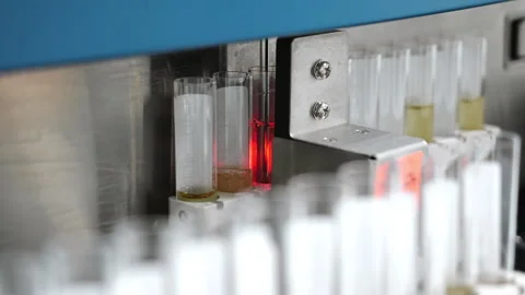 Automatic urine analyzer testing samples in modern clinical laboratory. Vídeo Stock 320885891