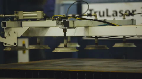 Automatic Vacuum Transfer System Lowered Onto the Sheet Metal. Automatic Vacuum Stock-Footage 62582161