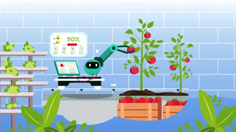 Automatic Vegetable Picking Robot Stockbeeldmateriaal 315059067