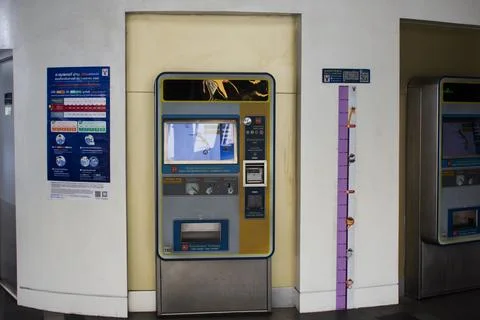 Automatic vending machine ticket train box for thai passengers people forei.. Stock Photos
