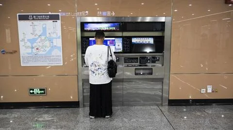 Automatic vending machine ticket in train station for chinese people travel.. Stock Photos