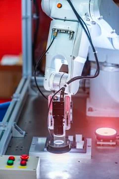 Automatic vision sensor camera system in intelligence smart factory Stock Photos