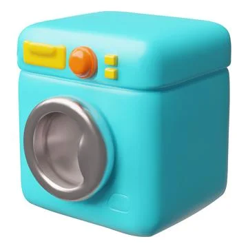Automatic washing machine 3D cartoon plastic style icon, laundry equipment Illustrazione stock