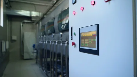 Automatic washing machine conveyor with plastic bottles inside in modern water Stock Footage 124093233