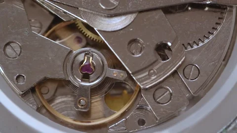 Automatic watch movement closeup macro Video stock 152988567