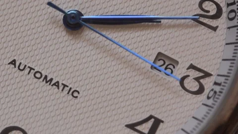 Automatic watch movement closeup macro showing moving hands Stock Footage 152988607