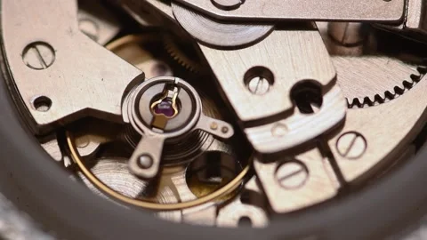 Automatic watch movement closeup macro Stock Footage 152988622