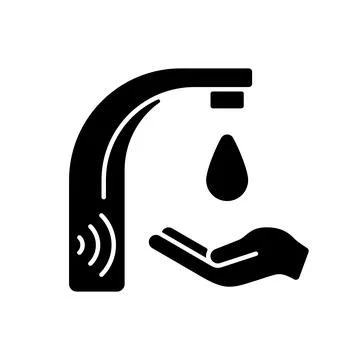 Automatic water tap black glyph icon Stock Illustration