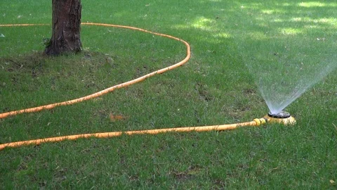 Automatic watering system on green grass Stock Footage 93701169