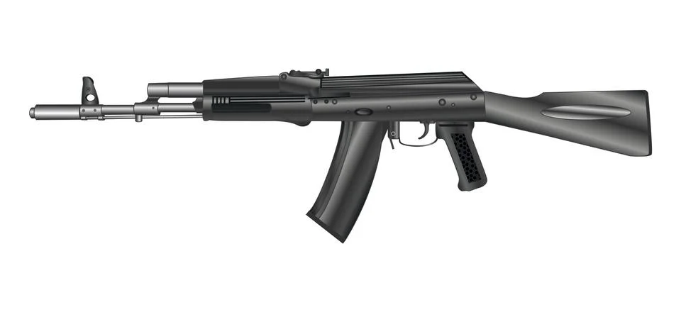 Automatic weapon, automatic gun, isolated on white background. Stock Illustration