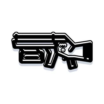 Automatic weapon firearm machine gun illustration icon Stock Illustration