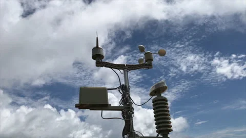 Automatic weather station wth blue sky Stock Footage 157551601