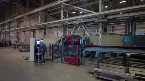 Automatic welding machine in steel production factory Stock Footage 83636828