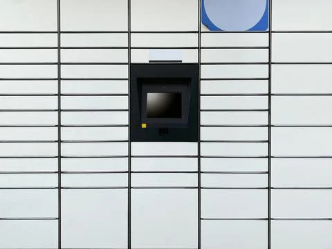 Automatic White Parcel Box, Automatic Mailbox, Automatic Mail Delivery Servic Stock Photos