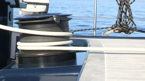 Automatic winch on sailing boat Stock Footage 37090624