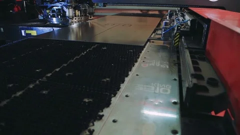 Automatic work for ironwork. Automation of process indoors. computer cnc Stock Footage 73454592