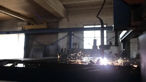 Automatic work for ironwork. Close up computer cnc Stock Footage 80205460