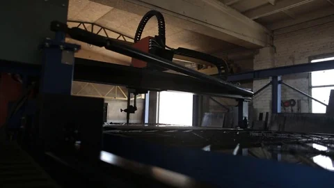 Automatic work for ironwork. Close up computer cnc Stock Footage 80205499