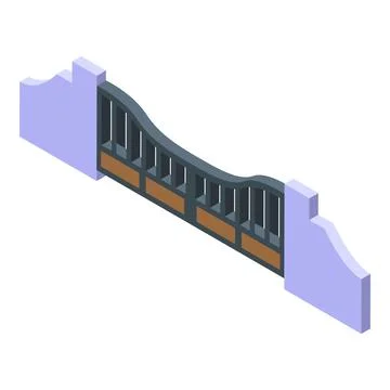 Automatic wrought iron driveway gate protecting modern house Stock Illustration