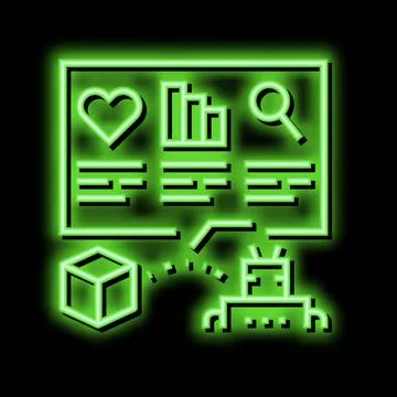 Automatically analyzing ugc neon glow icon illustration Stock Illustration