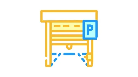 Automatically parking gates color icon animation Stock Footage 166500713