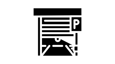 Automatically parking gates glyph icon animation Stock Footage 166486619