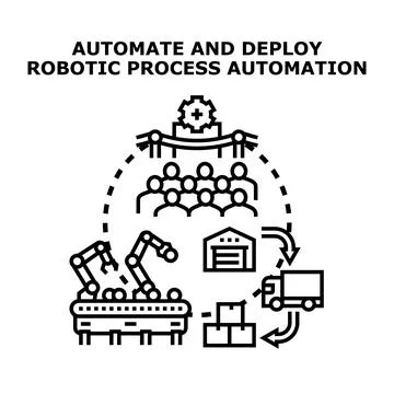 Automating and deploying robotic process automation concepts Illustrazione stock