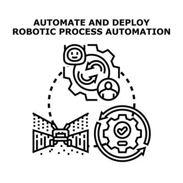 Automating and deploying robotic process automation concept Stock Illustration