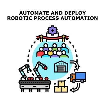 Automating and deploying robotic process automation concepts Stock Illustration