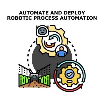 Automating and deploying robotic process automation concept Stock Illustration
