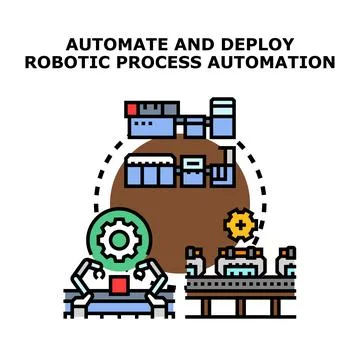 Automating and deploying robotic process automation concept Stock Illustration