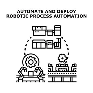 Automating and deploying robotic process automation concept Stock Illustration