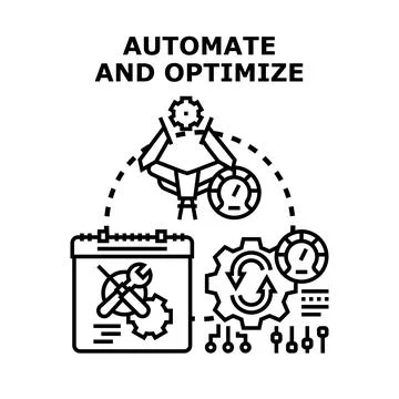 Automating and optimizing industrial process for workflow efficiency icon Stock Illustration