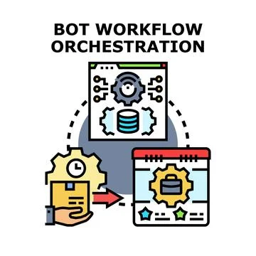 Automating bot workflow orchestration process with digital technology Illustrazione stock