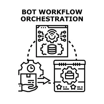 Automating bot workflow orchestration process with digital technology Illustrazione stock
