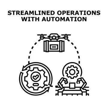 Automating business operations and optimizing industrial processes Stock Illustration