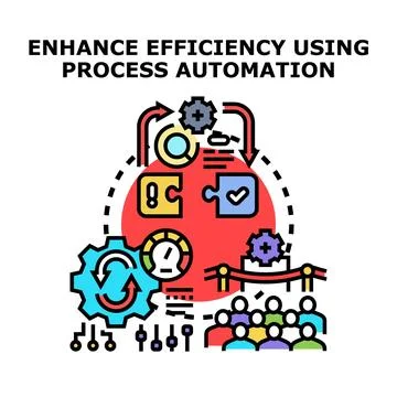 Automating business operations enhancing process efficiency Stock Illustration