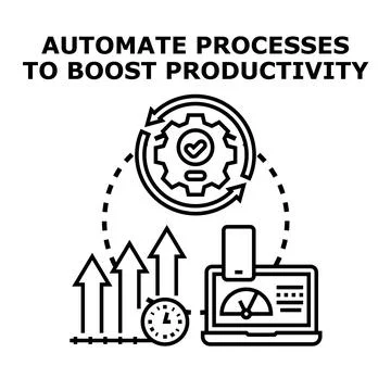 Automating business processes boosting productivity concept illustration Stock Illustration