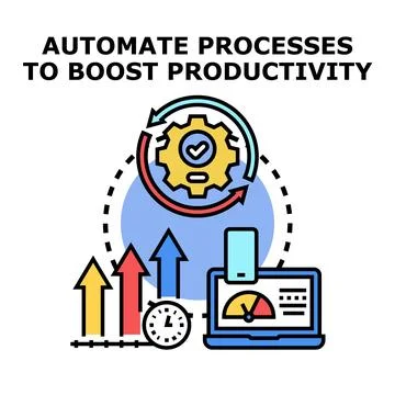 Automating business processes boosting productivity concept illustration Stock Illustration