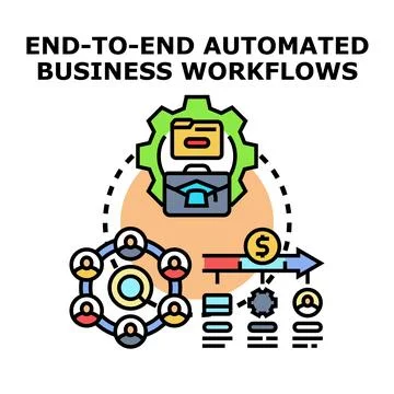 Automating business processes end to end for workflow optimization Ilustração Stock