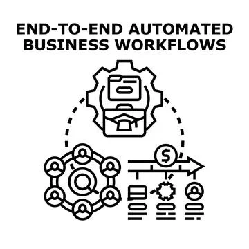 Automating business processes end to end for workflow optimization Ilustração Stock