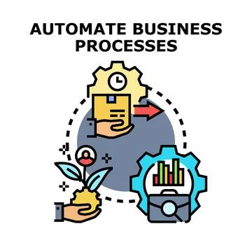 Automating business processes for increased efficiency and growth Stock Illustration