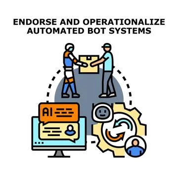Automating business processes using bot systems concept 스톡 일러스트