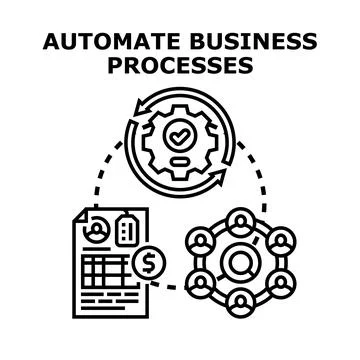 Automating business processes workflow with digital technology Stock Illustration