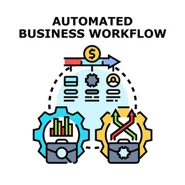 Automating business workflow for process organization and efficiency Stockillustratie