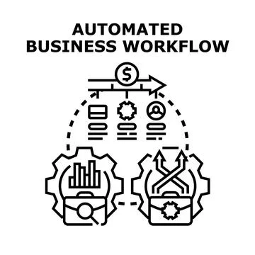 Automating business workflow for process organization and efficiency Stock Illustration